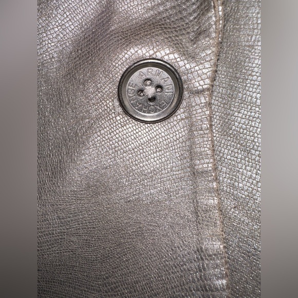 AX- Armani Exchange silver/metallic gray reptilian print faux leather blazer•Sz8 - Picture 3 of 16